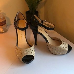 Studded black/nude Rock & Republic Heels